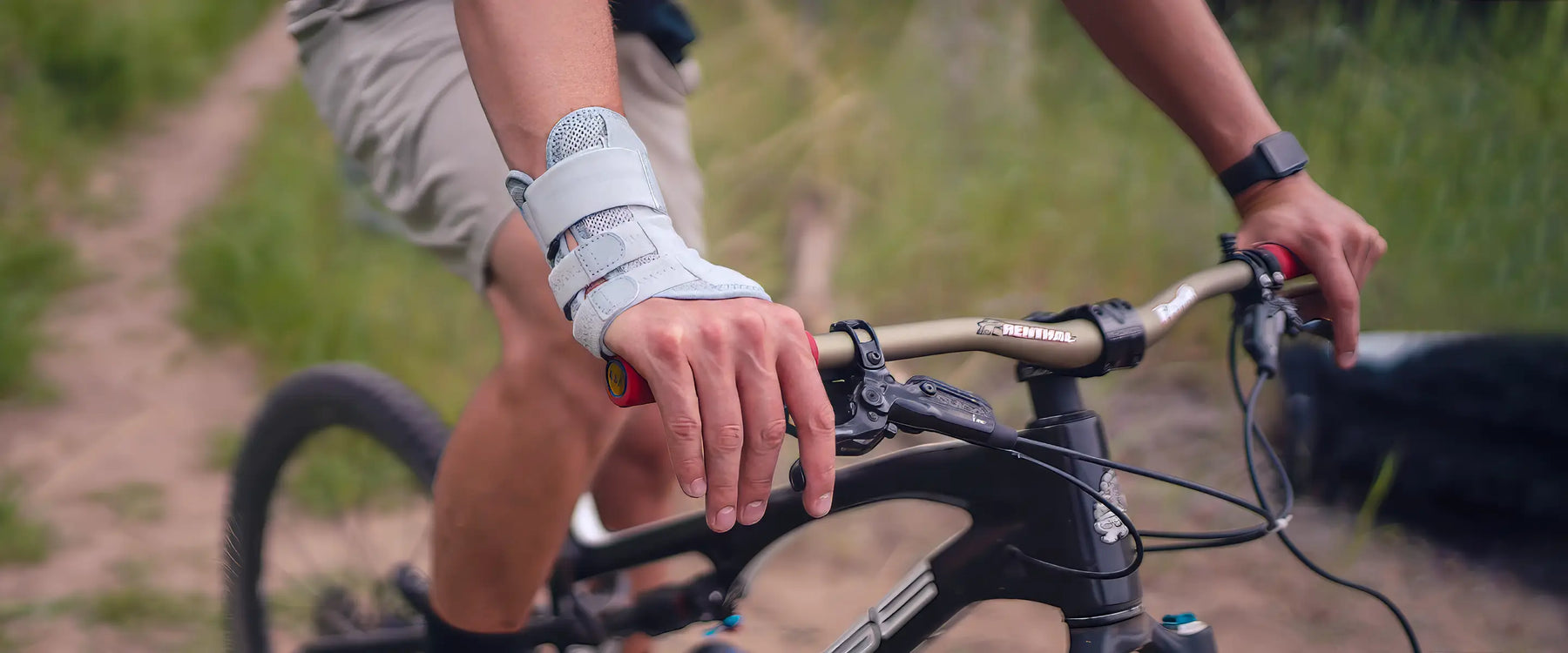 Biking with wrist brace