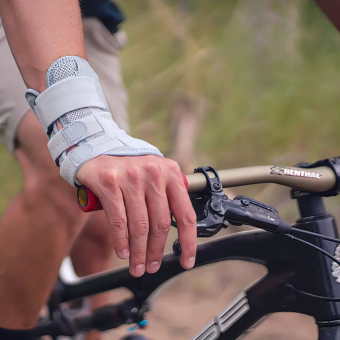 Biking with wrist brace