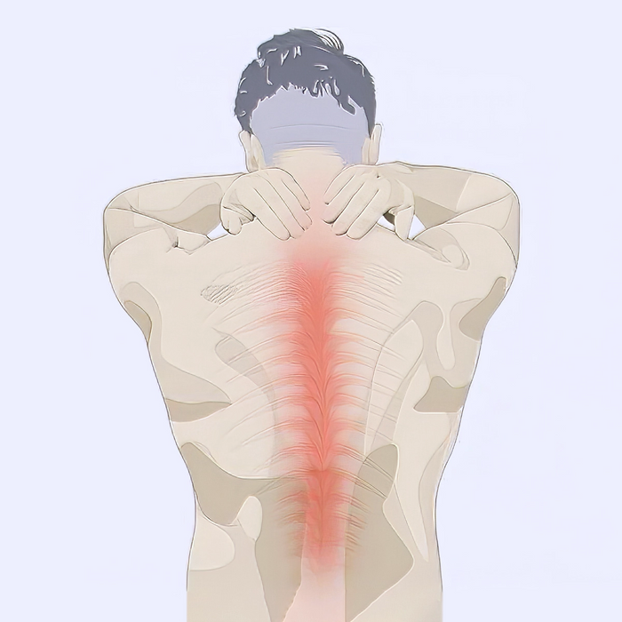 Man back view with osteoporosis