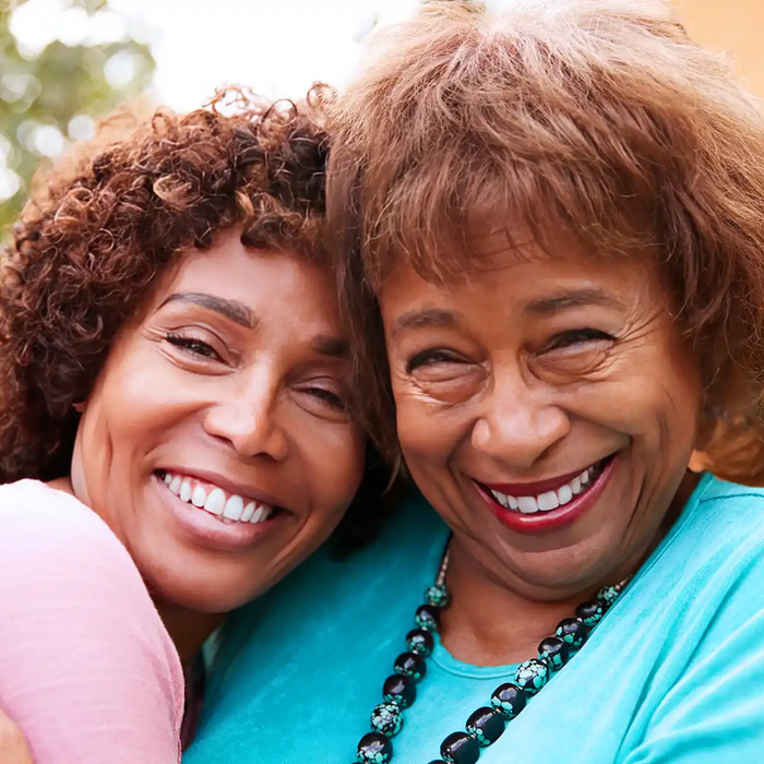 Senior woman and her middle aged daughter