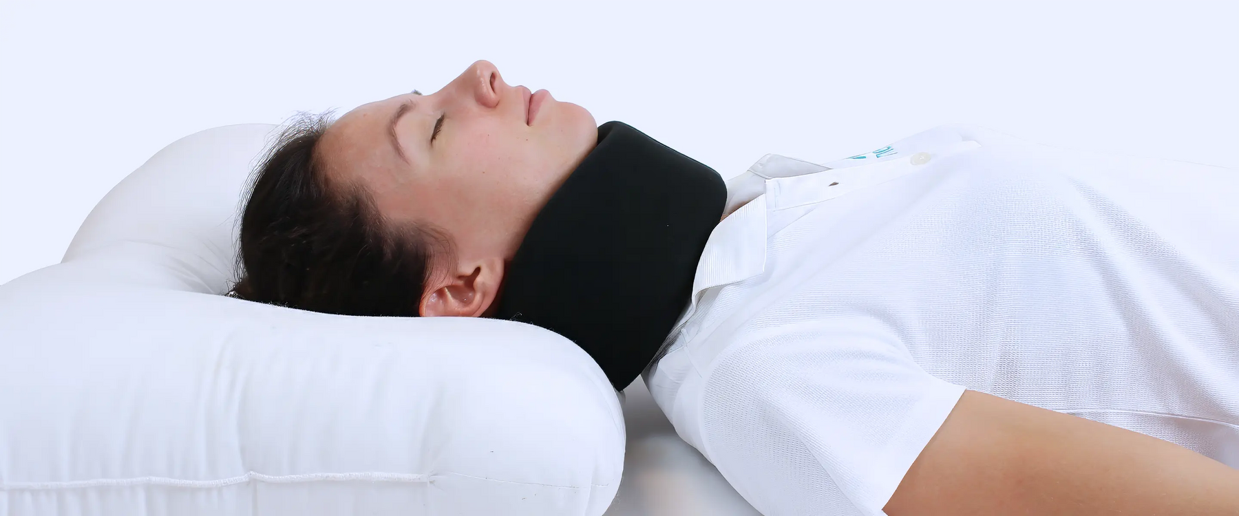 Woman sleeping in neck brace