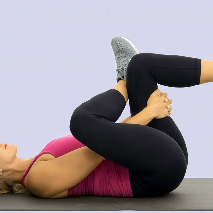 woman hip stretching