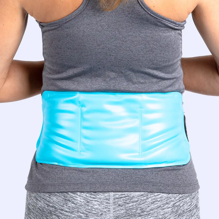 Woman's back wearing gel ice pack