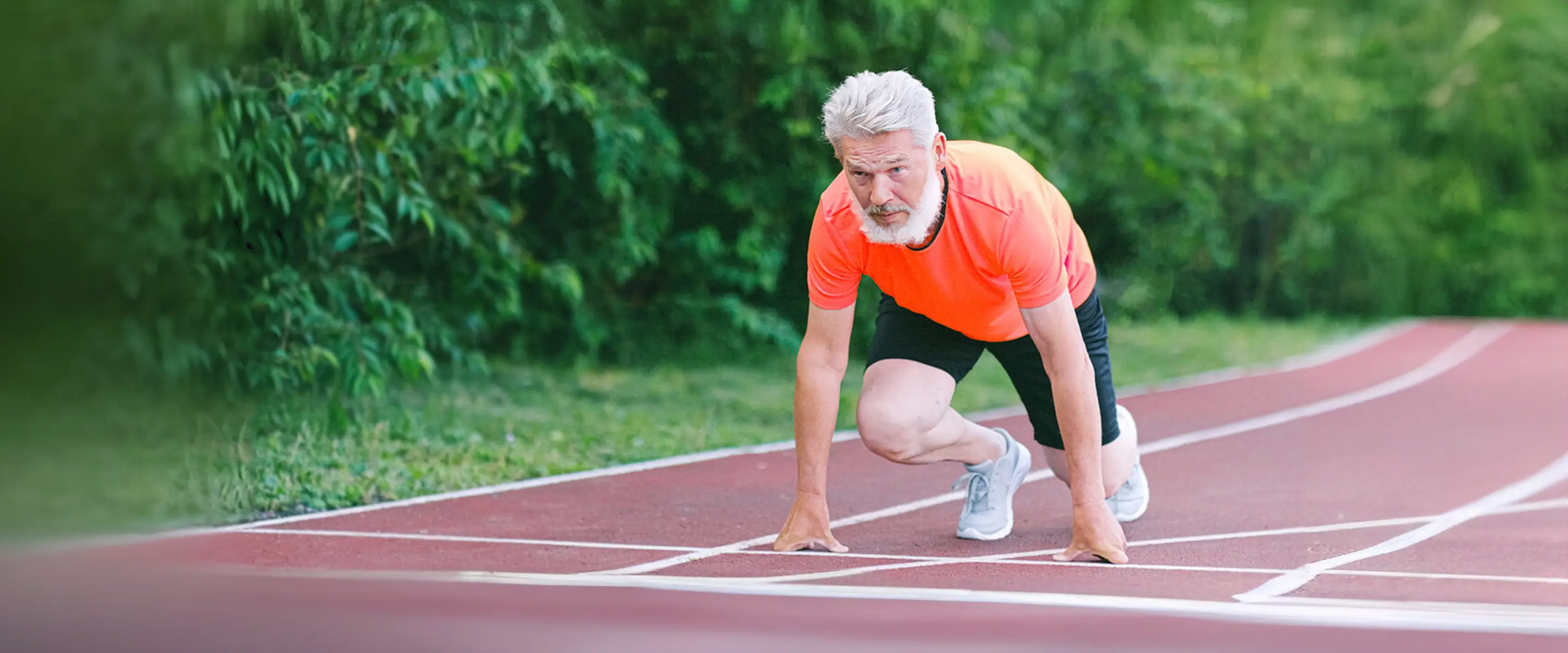 elderly man starting for run