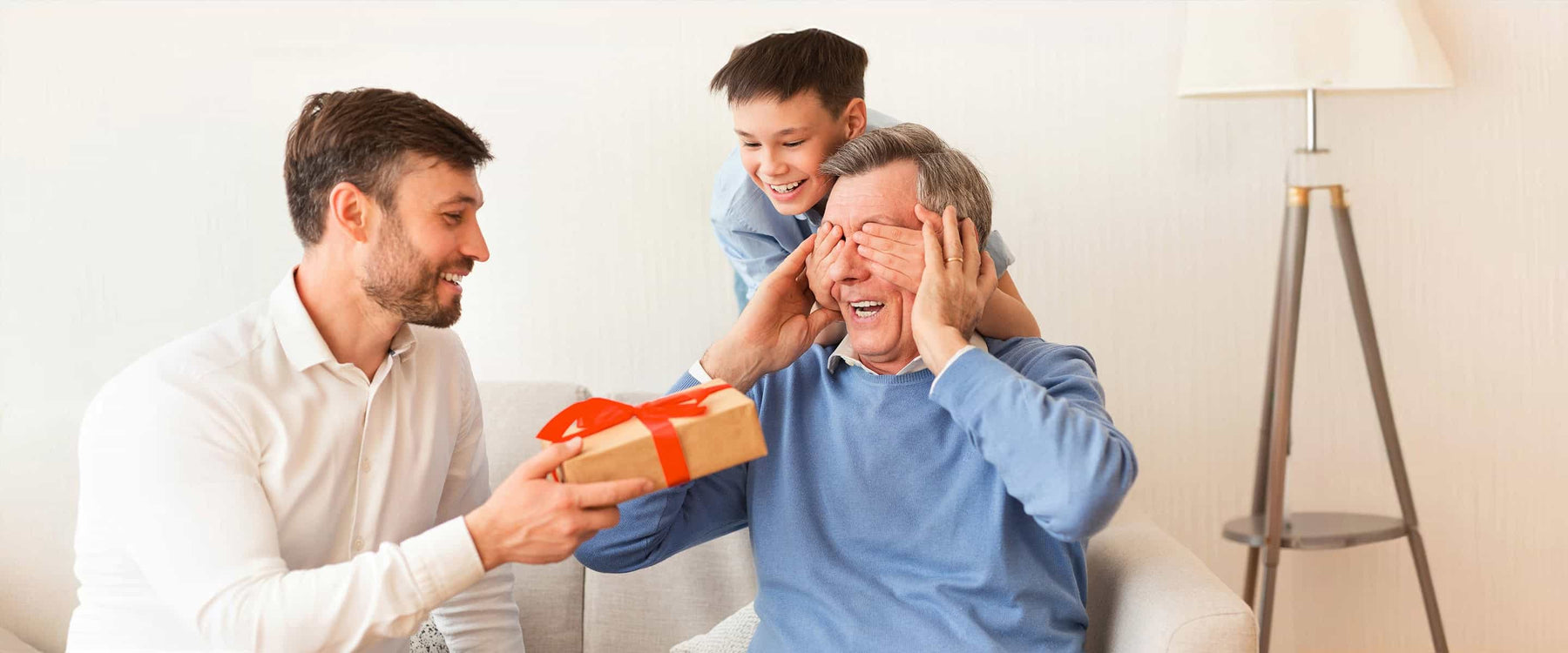 giving grandpa a gift