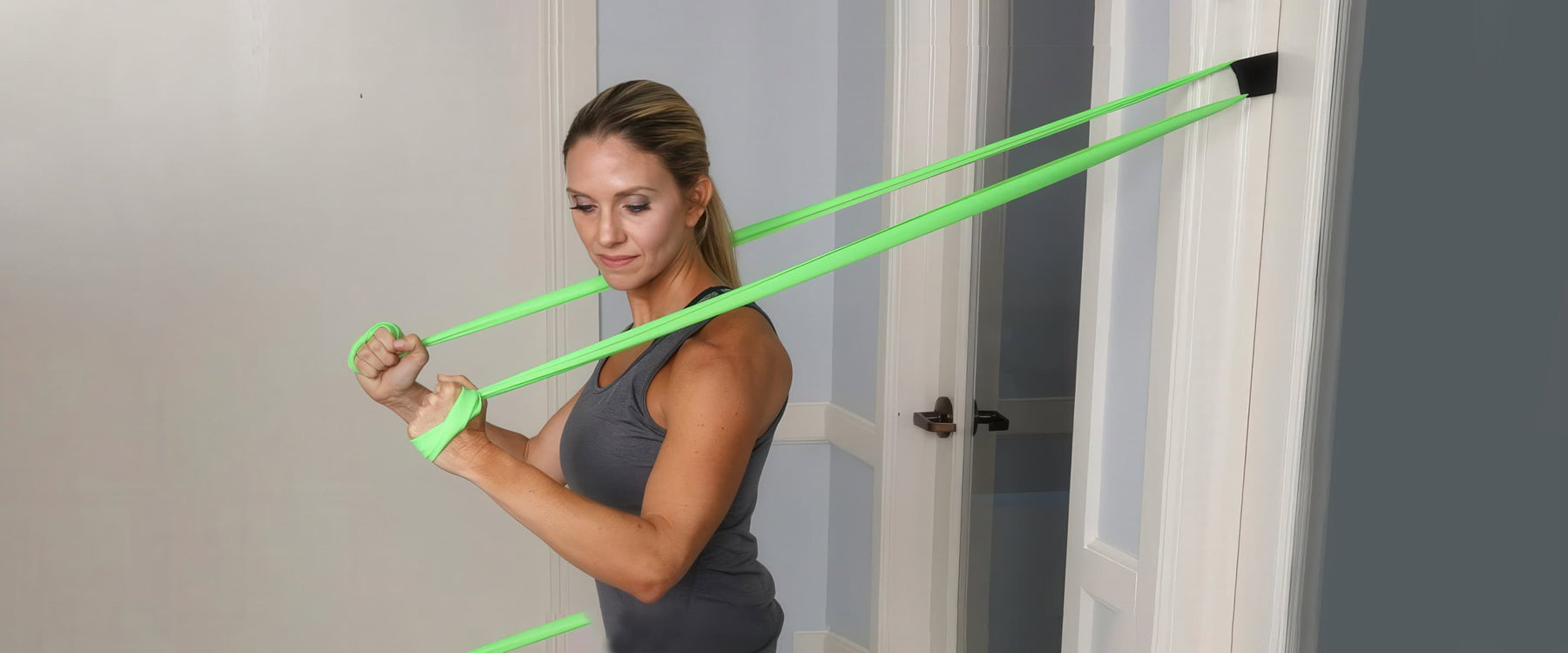 woman using resistance bands