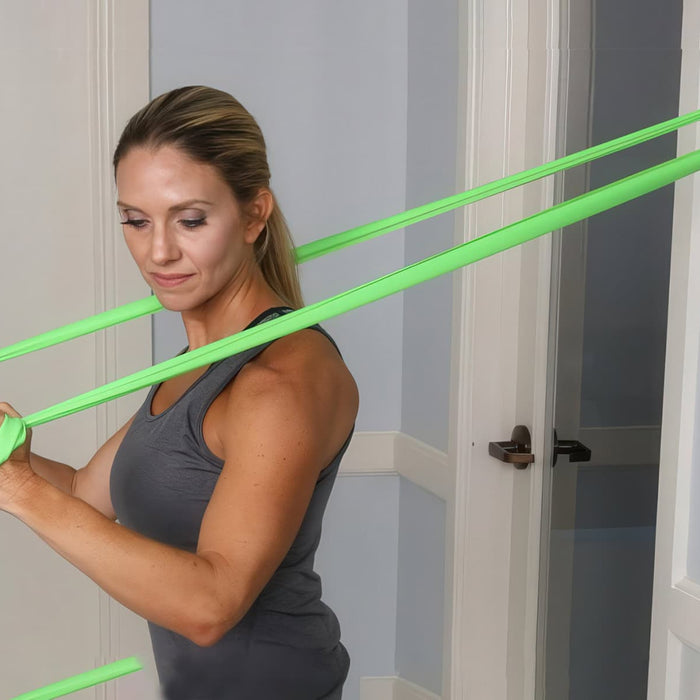 woman using resistance bands