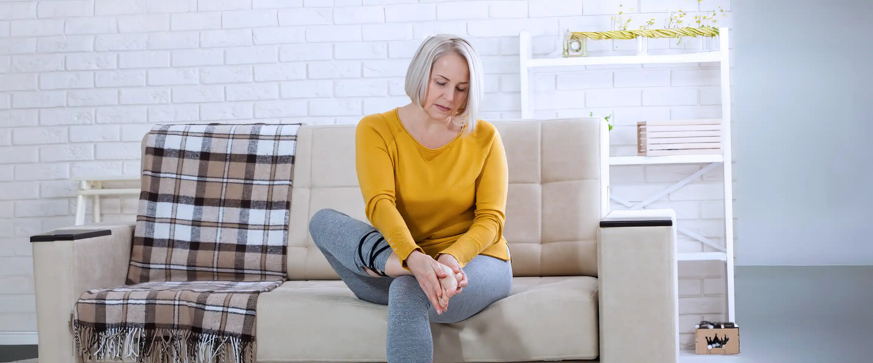 senior woman foot pain