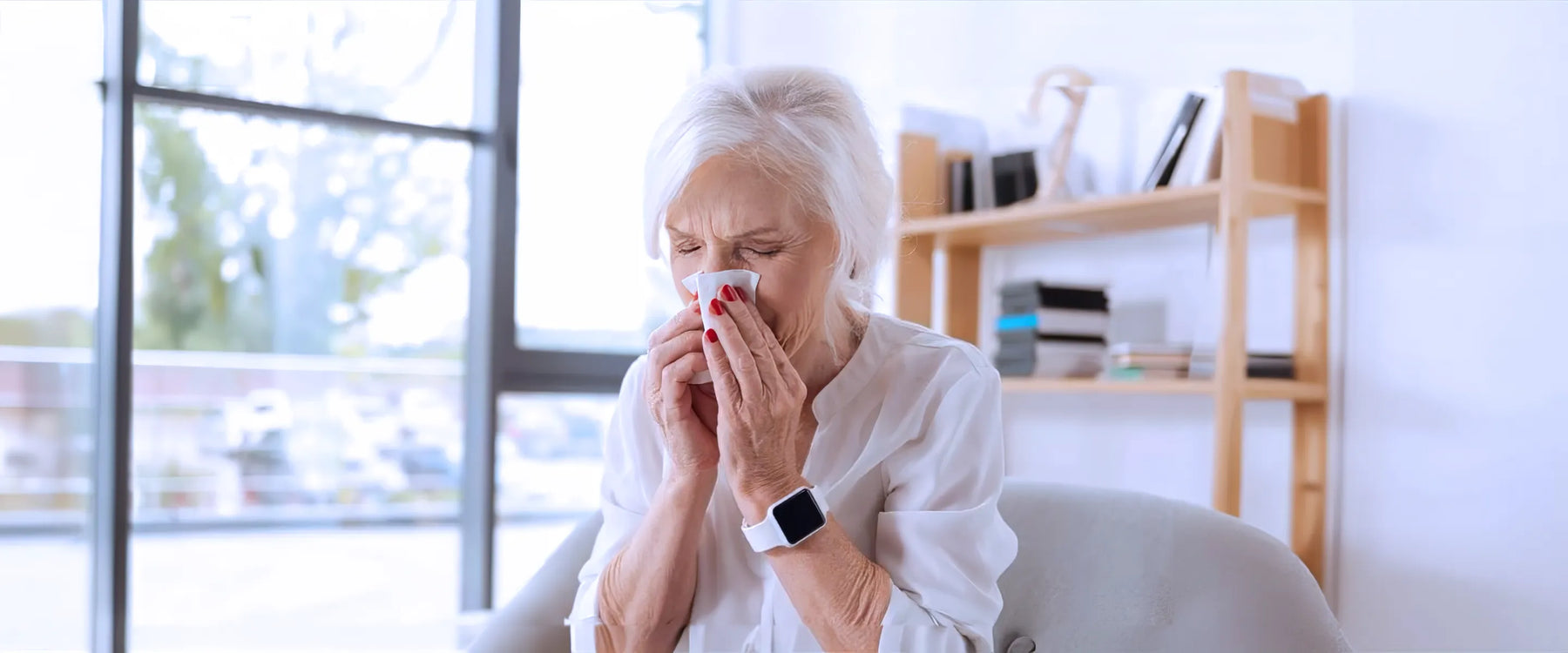 senior woman with Cough