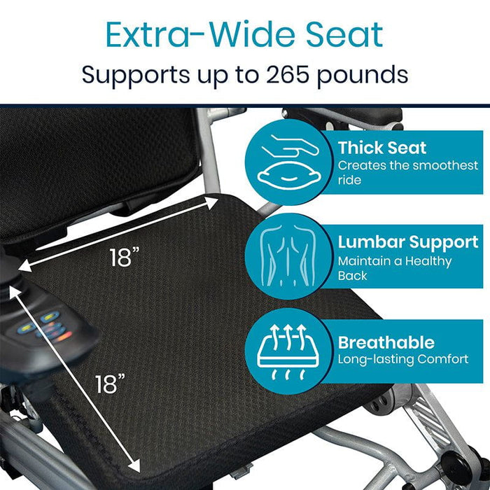 extra-wide seat supports up to 265 pounds