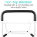 non-slip handrail padded with comfortably soft, secure foam grip