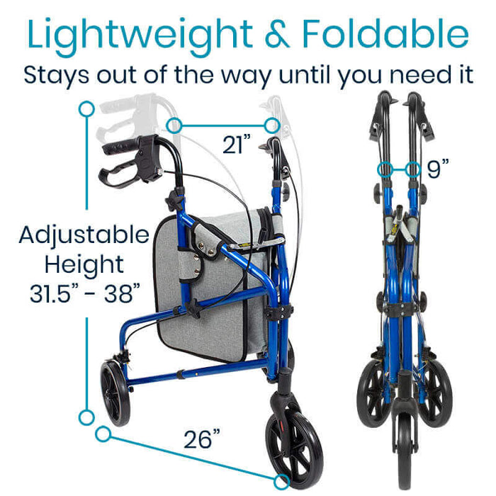 3 wheel walker rollator sizing