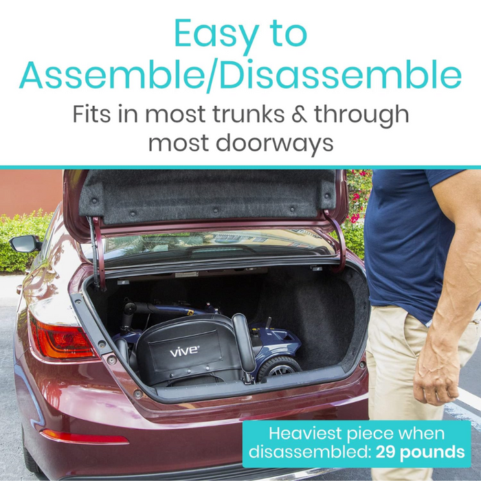 easy to assemble/disassemble + fits in most trunks & through most doorways