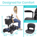 designed for comfort with padded armrests and padded swivel seat