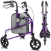 purple 3-wheel rollator