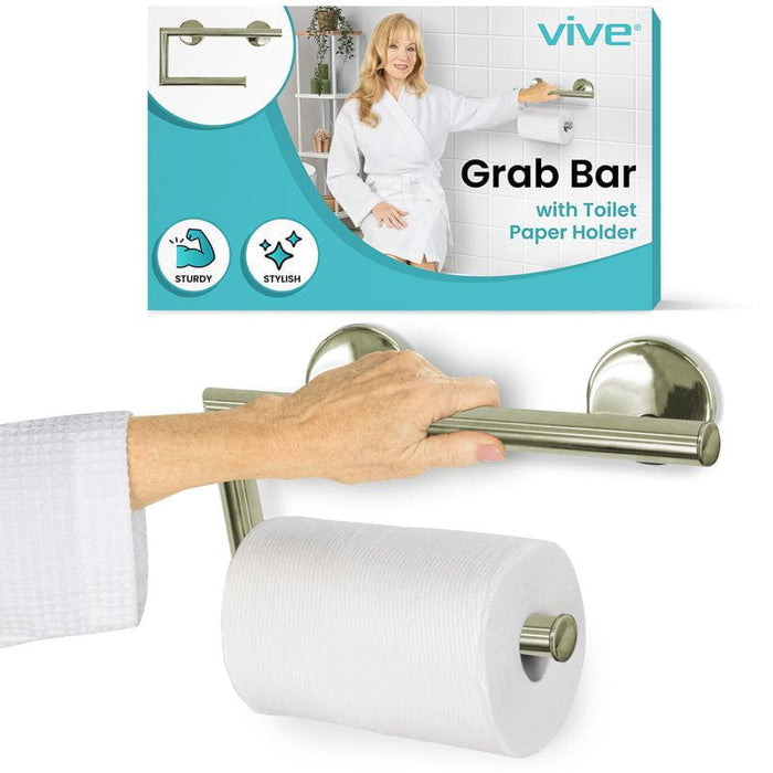 Metal Grab Bar With Toilet Paper Holder