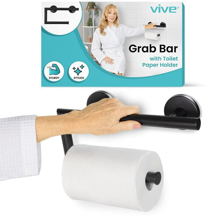 Metal Grab Bar With Toilet Paper Holder