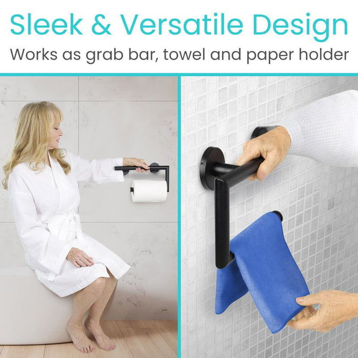 Metal Grab Bar With Toilet Paper Holder