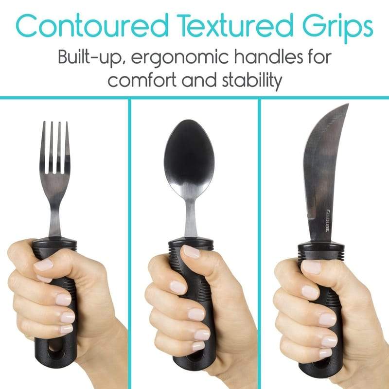 Easy to Grasp Comfort Grip Built-Up Handle Eating Utensils