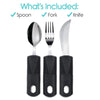 Spoon, fork and knife included