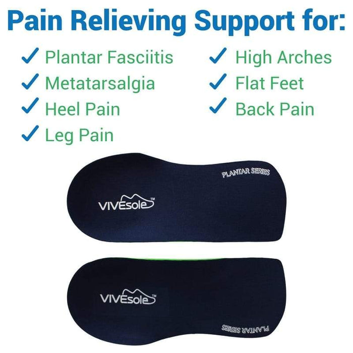 Pain Relieving Support for: Plantar fasciitis, heel pain, flat feet, leg pain, metatarsalgia, high arches and back pain