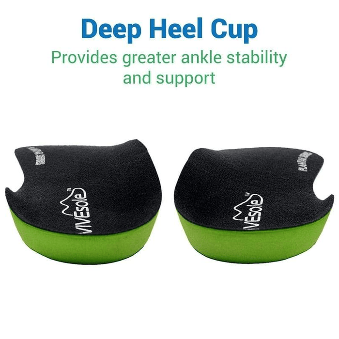 Deep Heel Cup Provides greater ankle stability and support