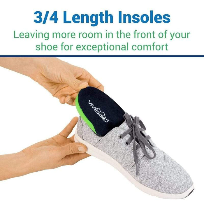 3/4 length Insoles. Leaving more room in the front of your shoe for exceptional comfort