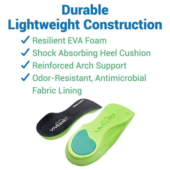 durable lightweight construction. Resilient EVA foam, shock absorbing heel cushion, reinforced arch support, odor-resistant, antimicrobial fabric lining