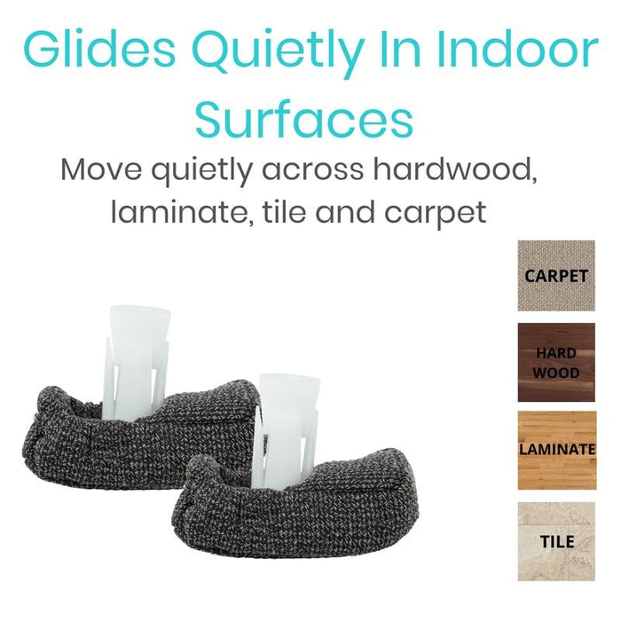 Glides Quietly In Indoor Surfaces, move quietly across hardwood laminate, tile and carpet