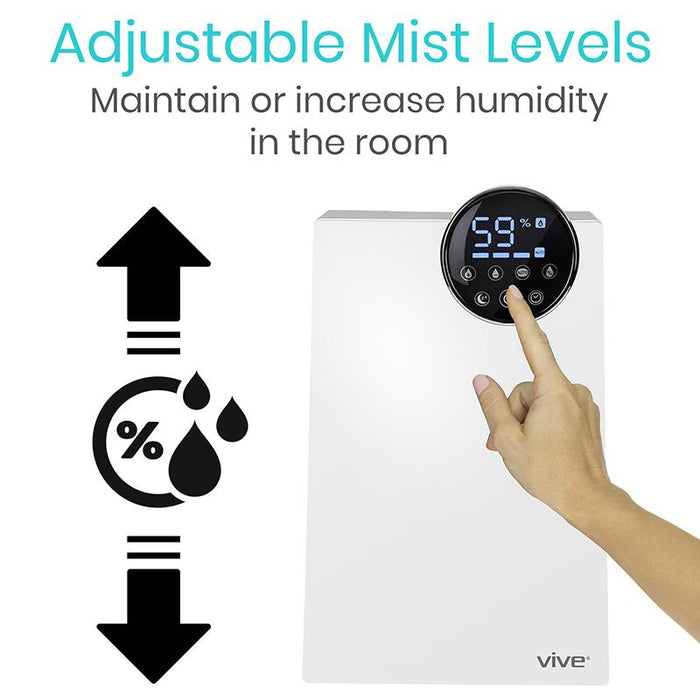 Adjustable mist levels. Maintain or increase humidity in the room.