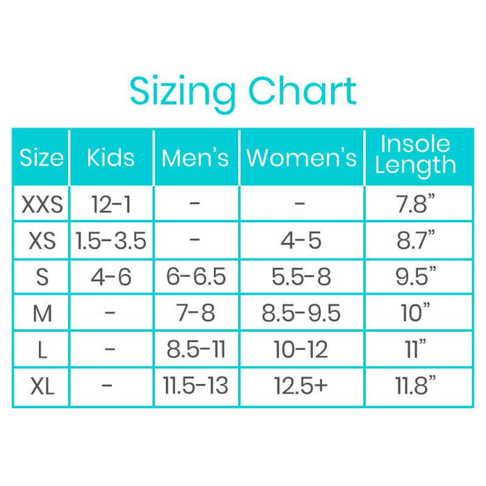 Closed Toe Post OP Shoe sizes