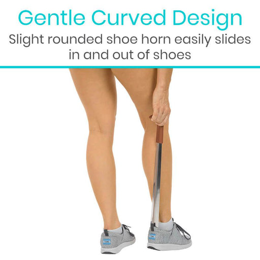 Curved design metal shoe horn