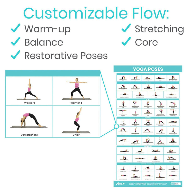 Yoga Poses Poster - Improve Flexibility, Strength and Balance - Vive Health