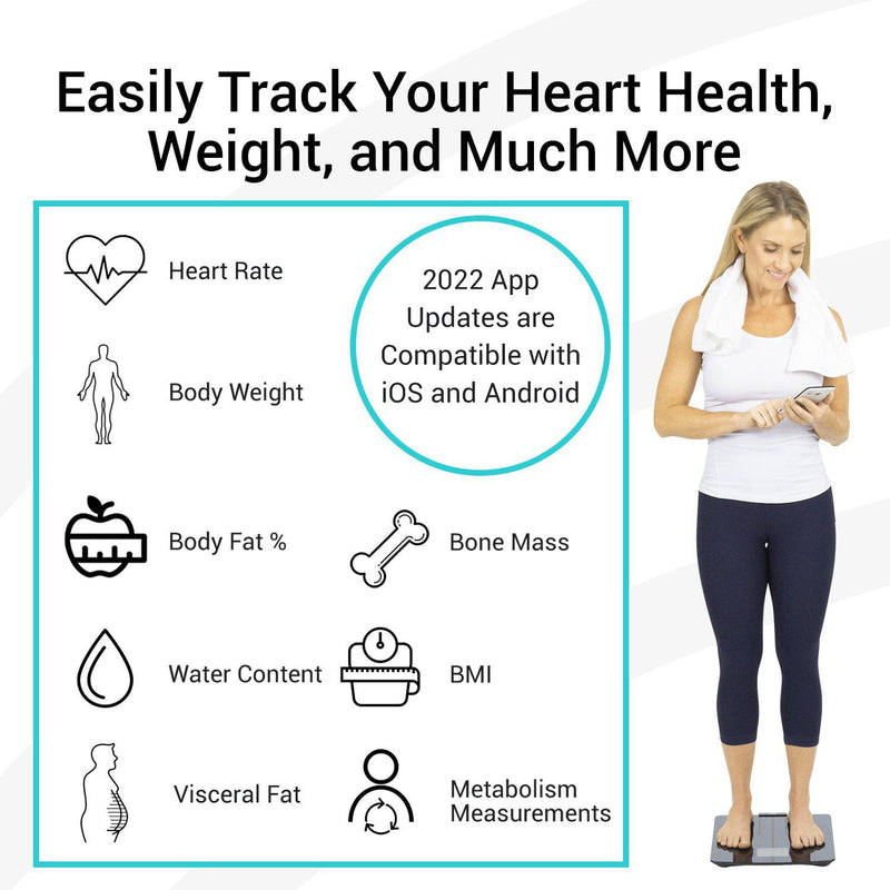 Large Display Weight Scale Body Scale Bathroom Scale Heart Rate BMI Scales  App