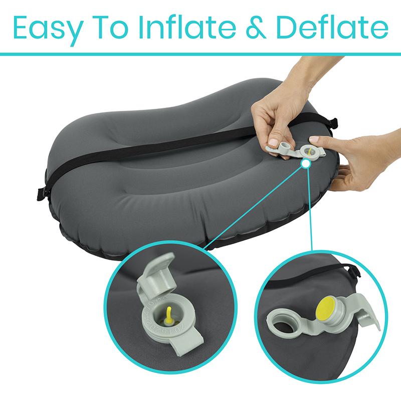 POSTURELY Inflatable Travel Lumbar Back Support Pillow Self-Inflating for  Airplanes, Car or Desk (Black)