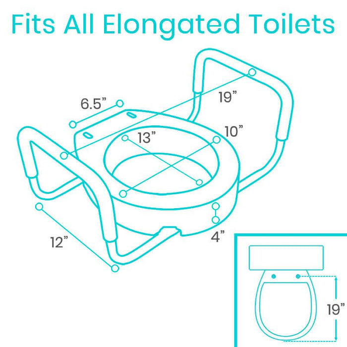 Easy to fite longated toilet seat riser dimensions