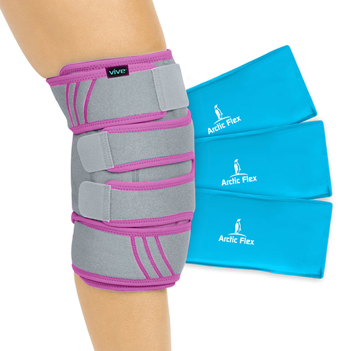 Pink knee ice wrap