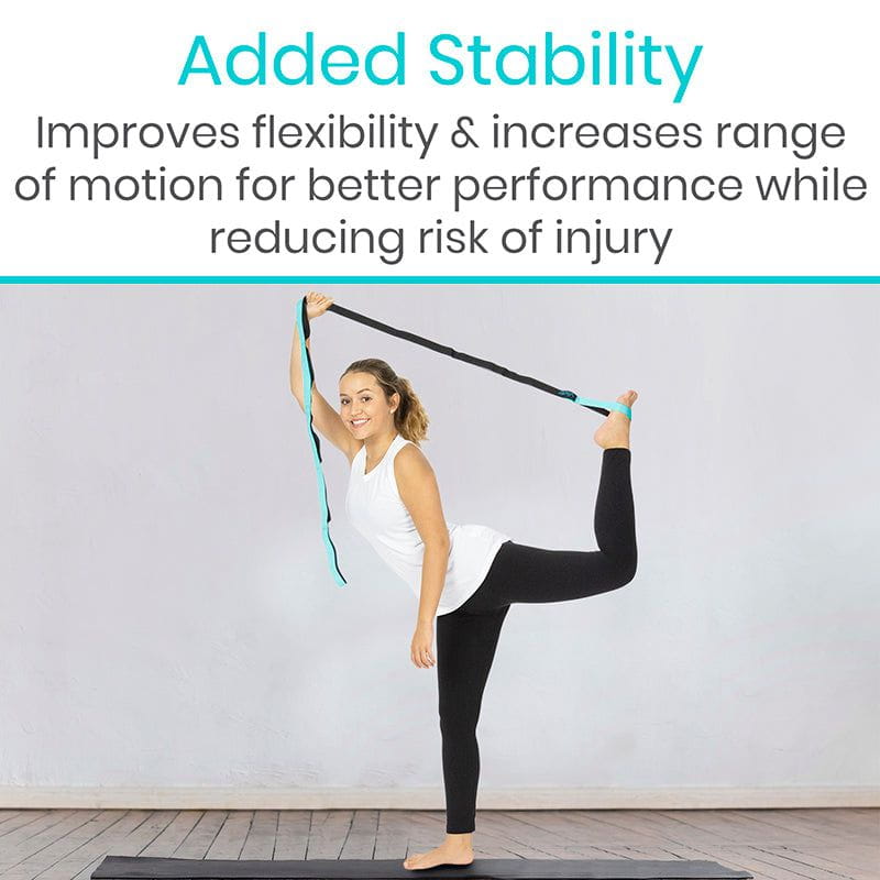 Stretching Strap with Loops for Physical Therapy, Yoga, Exercise and  Flexibility - Non Elastic Fitness Stretch Band + Exercise Instructions &  Carry Bag by CTRL Sports 