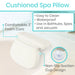 2" foam core + non-slip suction cup design. Attach to bathtub, spa, or jacuzzi; easy to clean & waterproof