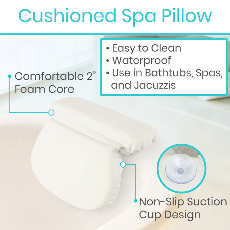 Bath Pillow Spa Bathtub Cushion Head,Neck,Shoulder and Back Support Rest  with 4 Non-Slip Strong Suction Cups 