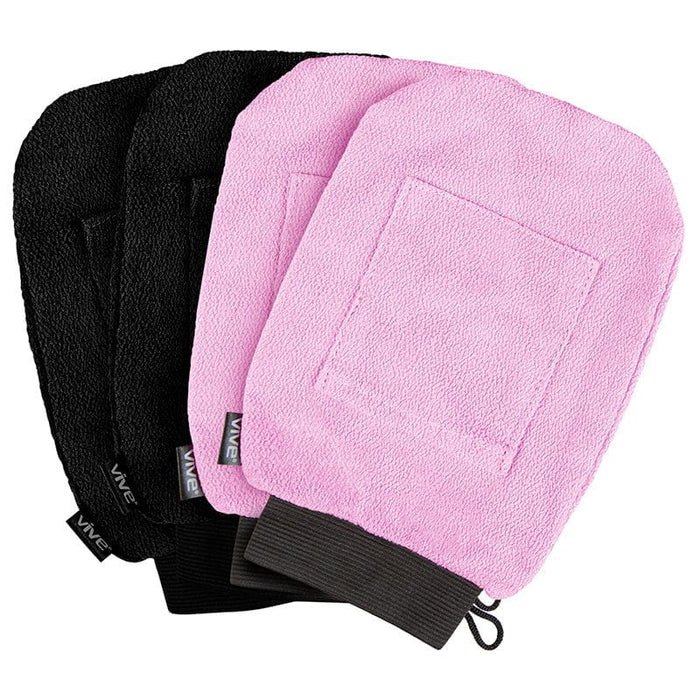 pink and black Exfoliating Gloves