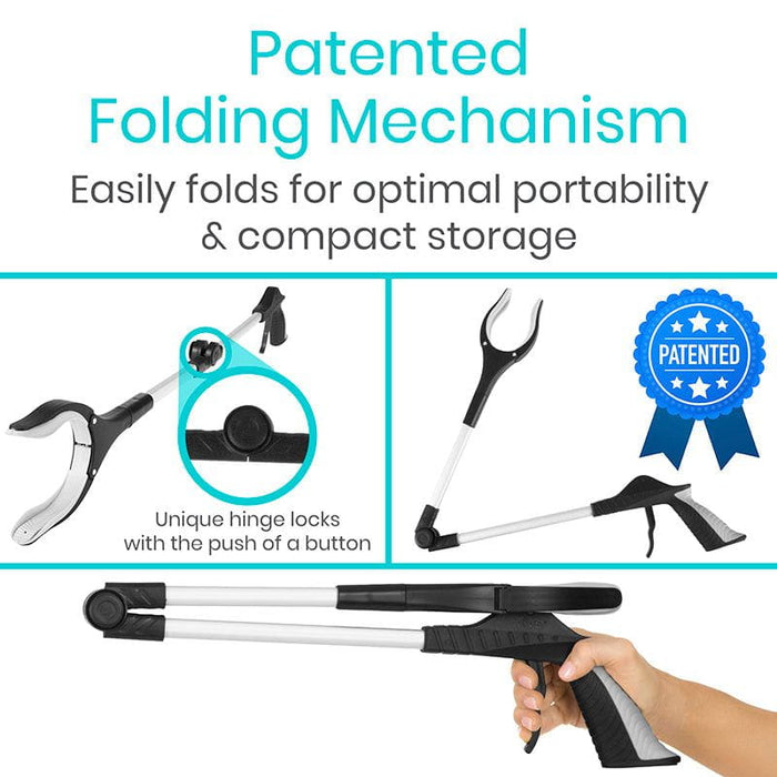 patented folding mechanism for optimal portability & compact storage