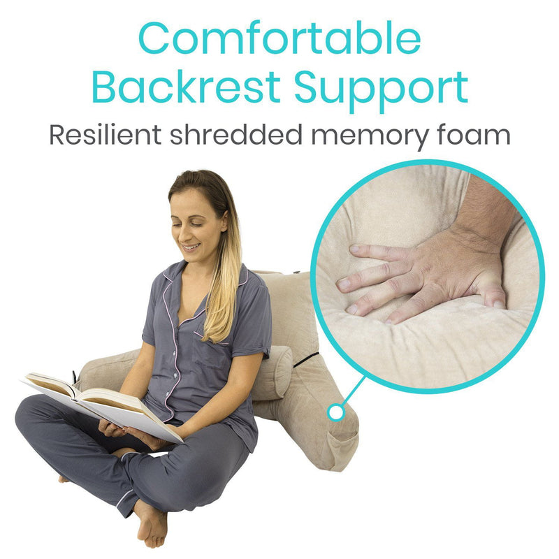 ComfortCloud Wedge Backrest Lounge Cushion with Arms Pockets | Lumbar