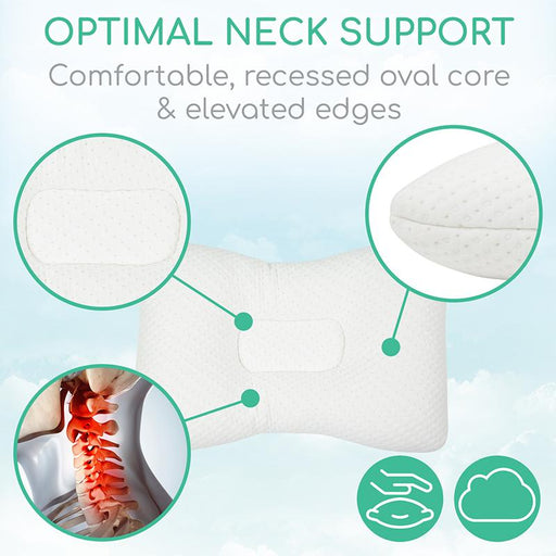 Optimal Neck Support Comfortable, recessed oval core & elevated edges