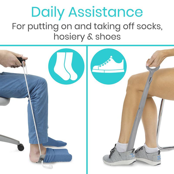 Daily Assistance  For putting on and taking off socks, hosiery & shoes