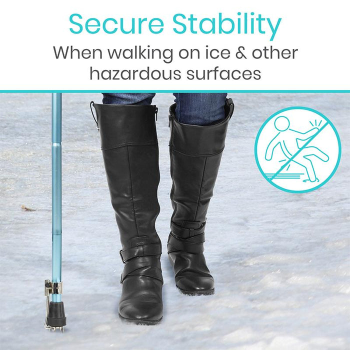 Secure Stability When walking on ice & other hazardous surfaces