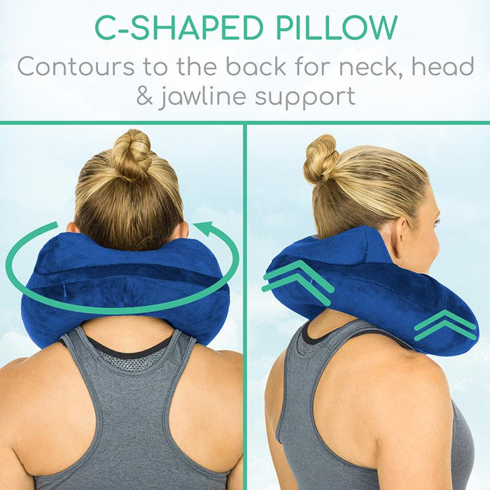 C-Shaped Pillow Contours to the back for neck, head & jawline support