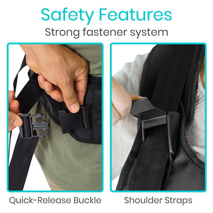 transfer harness with strong fastener system for safety