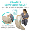 Ultra soft removable cover. Machine washable zippered exterior. Includes handle to easy carry from room to room