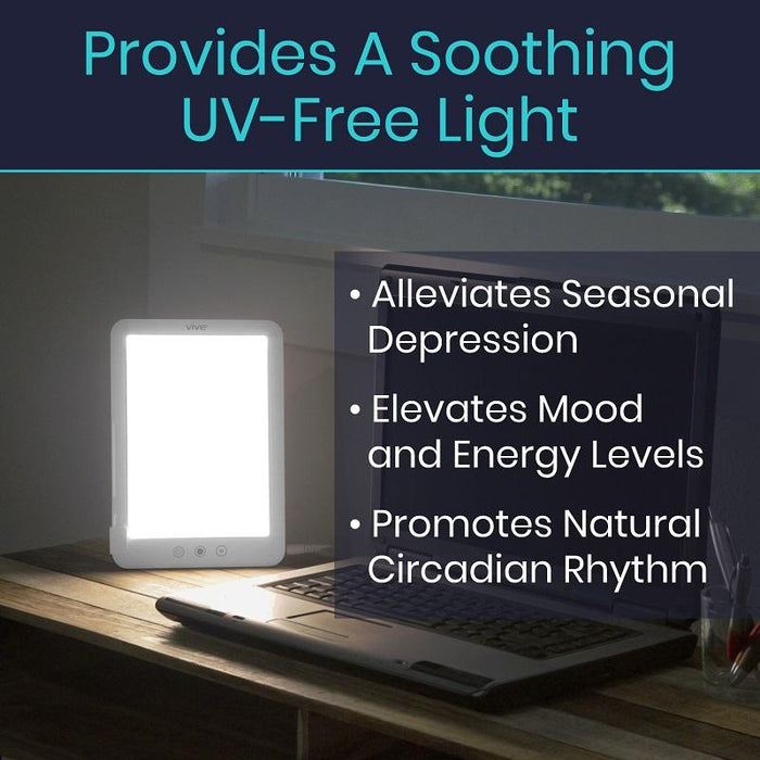 Provides a soothing UV-Free light. Alleviates seasonal depression. Elevates mood and energy levels. Promotes natural circadian rythm.